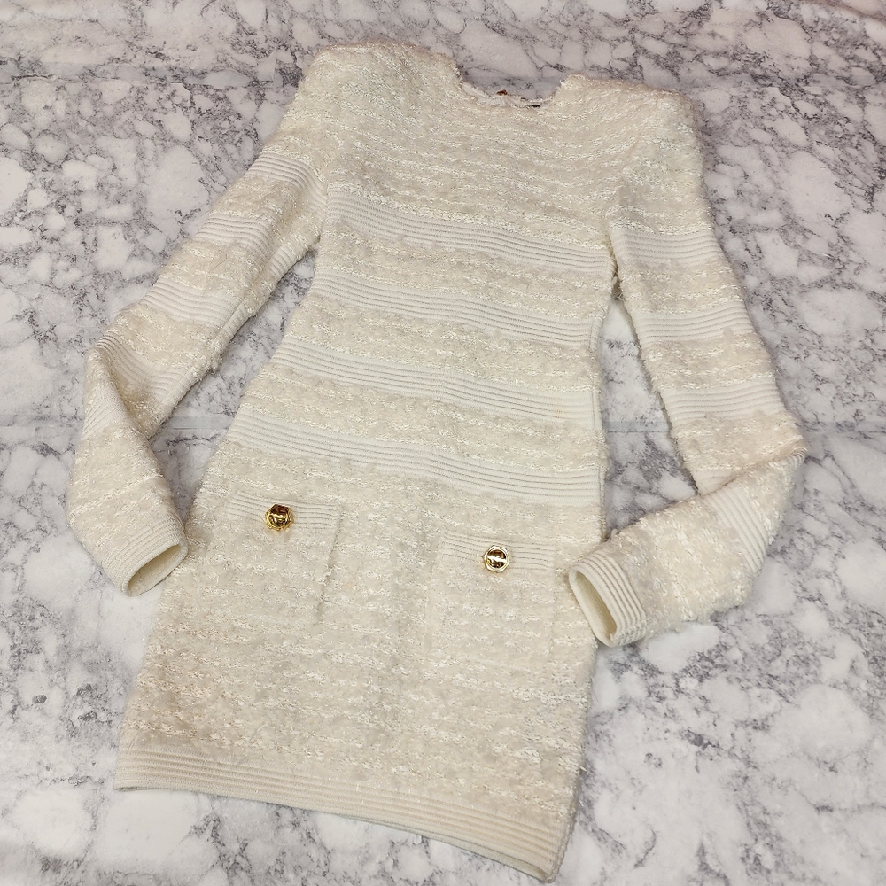 Balmain Tweed Knit Mini Dress